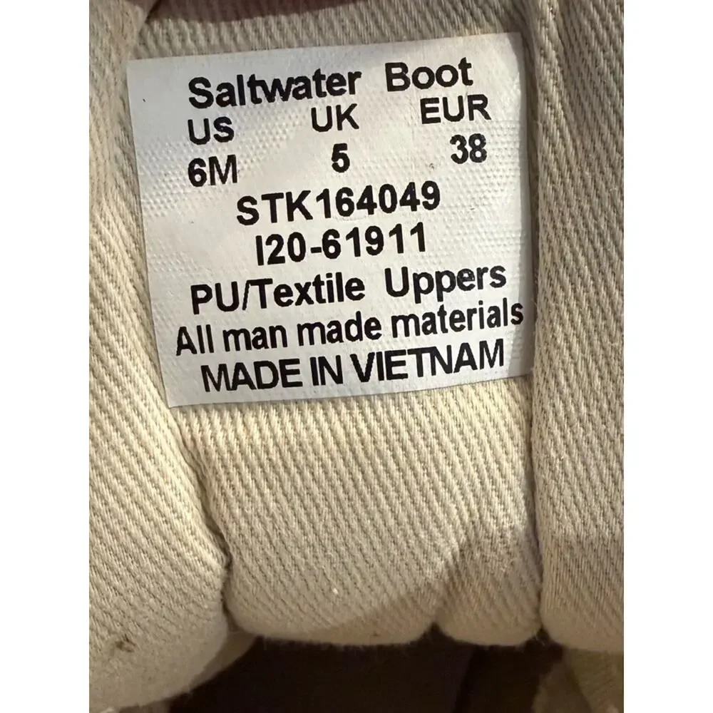Sperry Saltwater Boot Women's Size 6 Cream Canvas Duck Boots with Side Zip